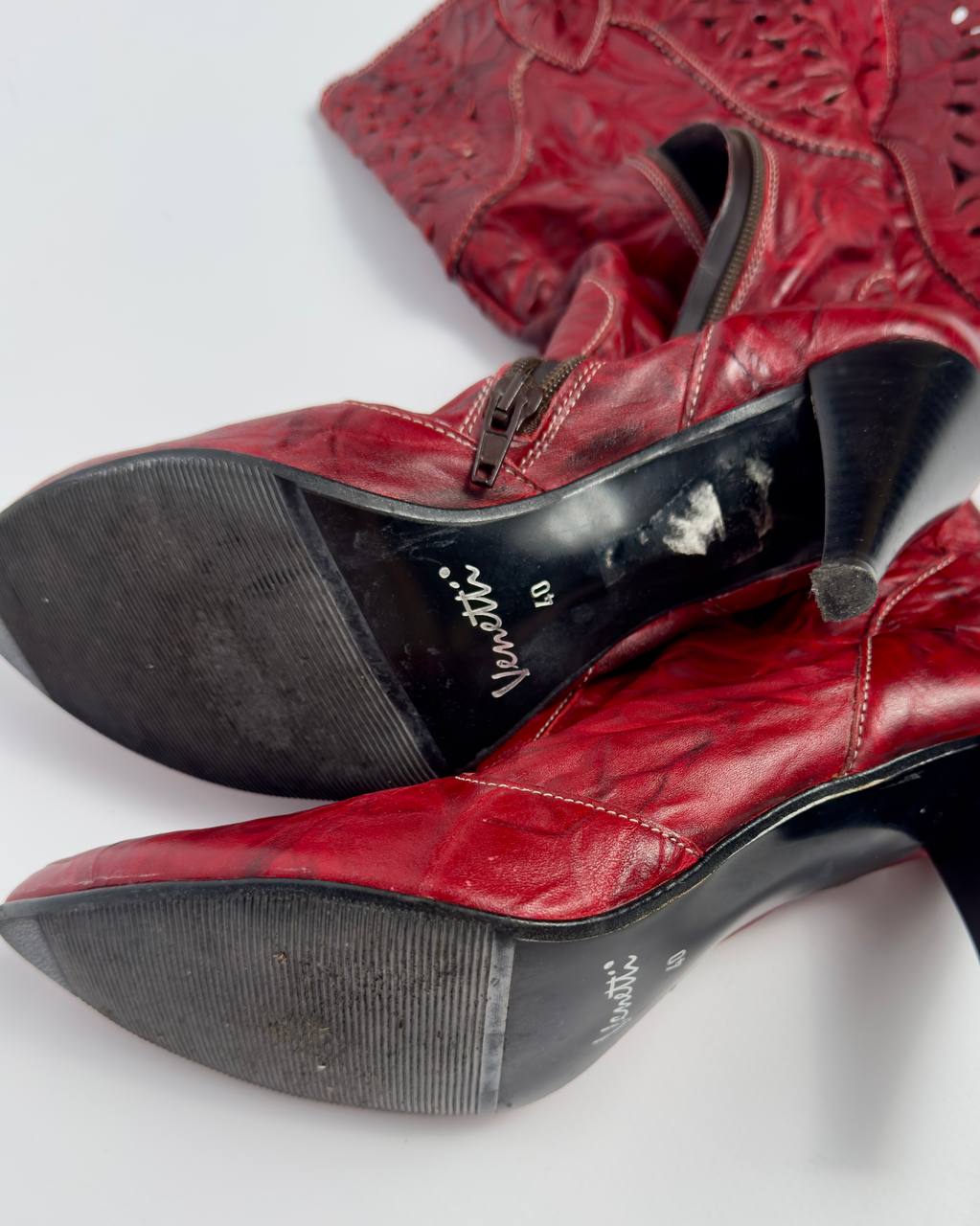 Vintage Leather Red Boots — 40