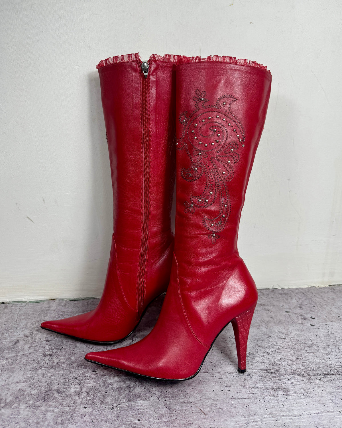Antique Metallic Color Leather Boot Made in Italy ?? The dark brown 9086 square-toe boots from Italian heritage  main image 3