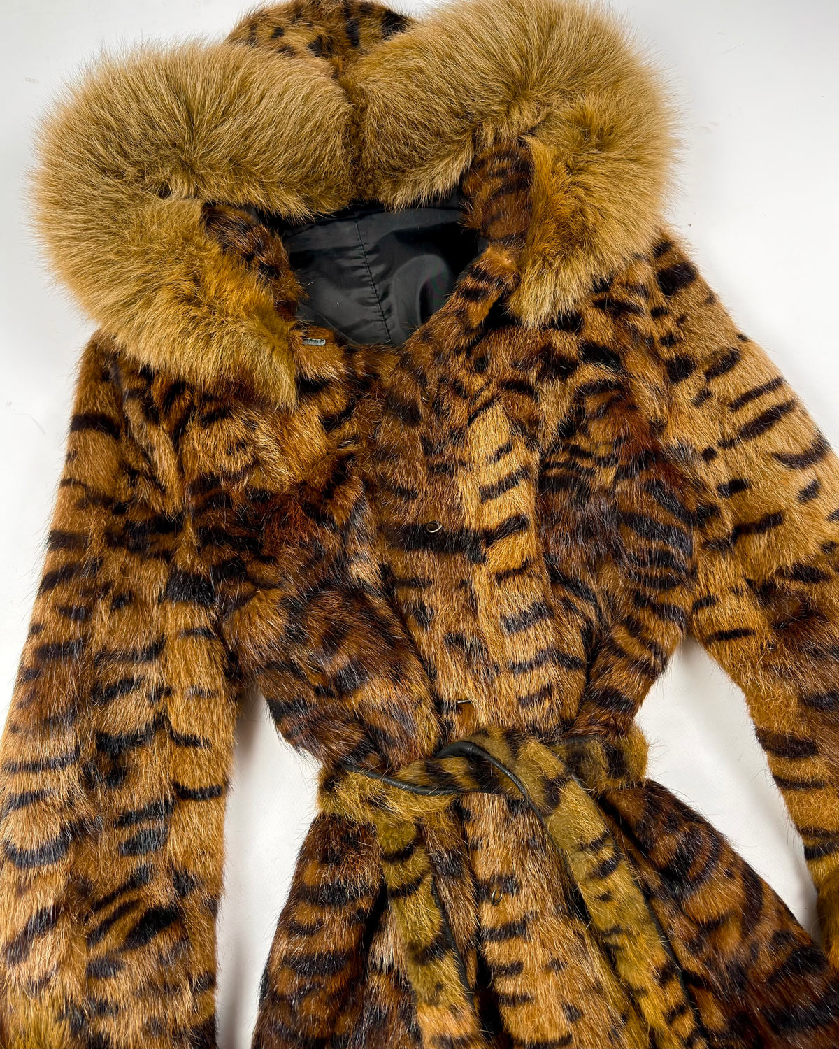 Vintage Fur Hooded Coat — M/L