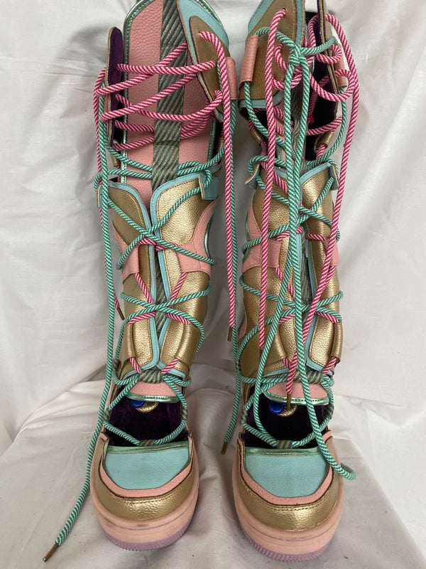 Irregular Choice "Touch Down" platform wedge gladiator boots — 39