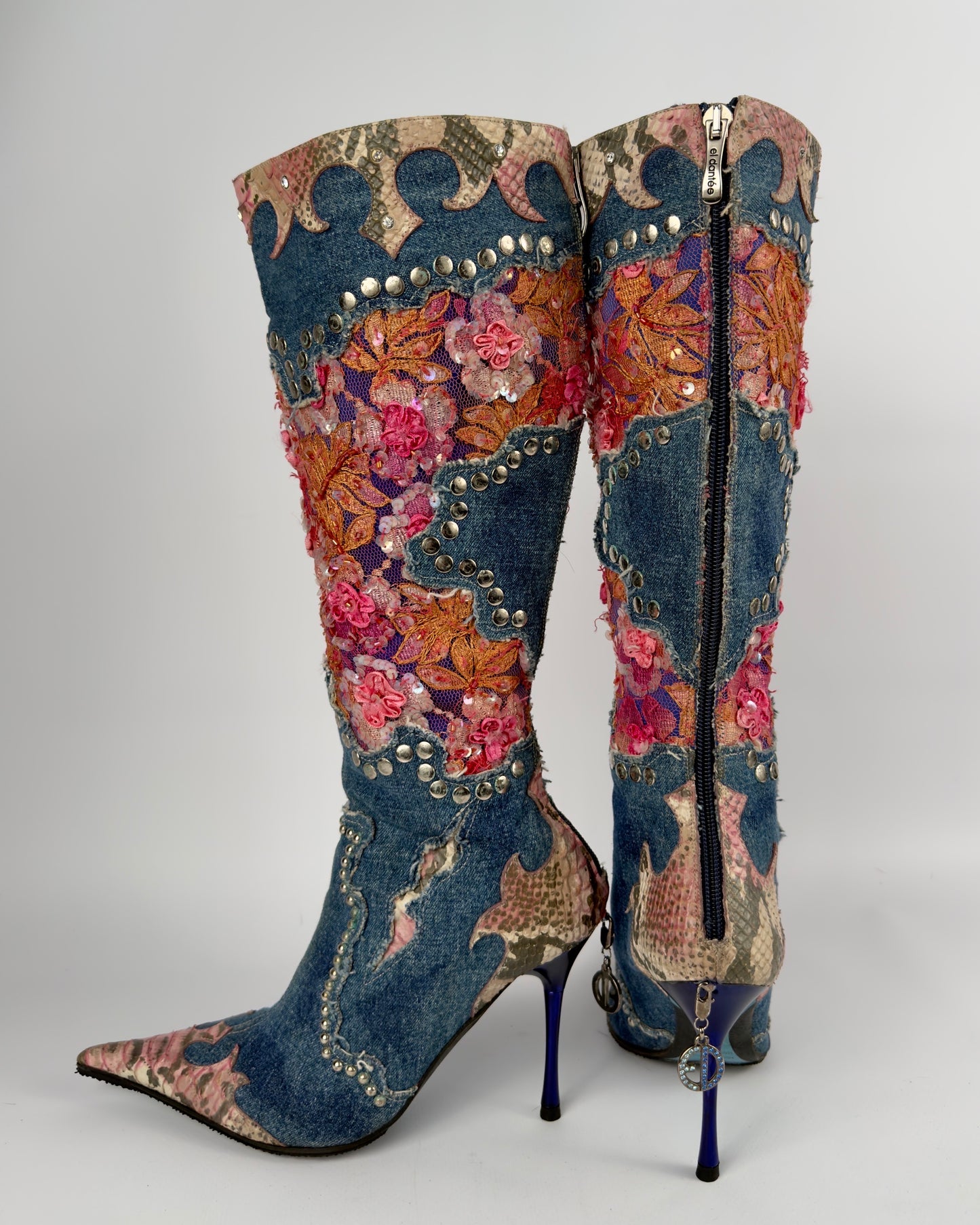 El Dante’s Couture Vintage Denim Boots
