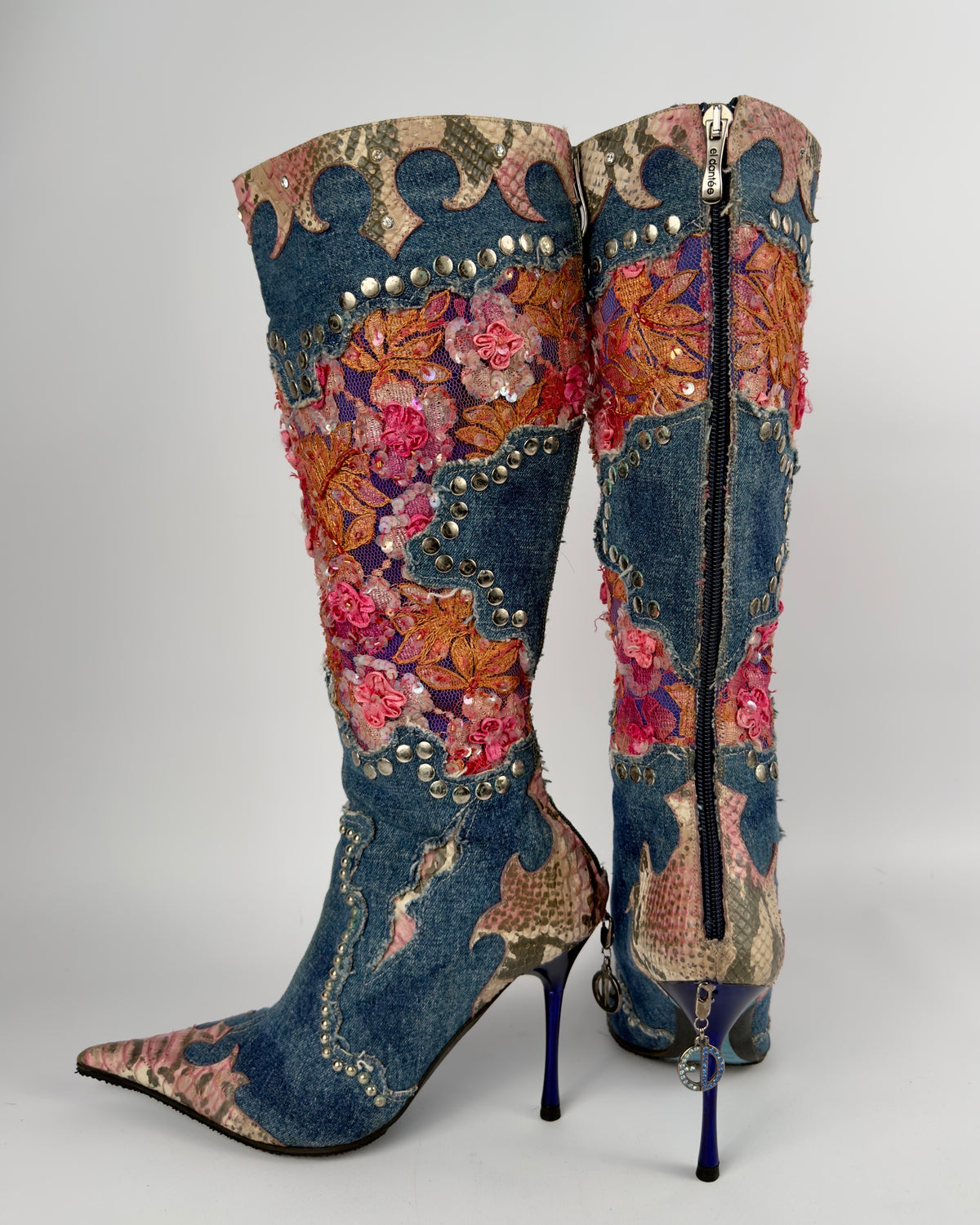 El Dante’s Couture Vintage Denim Boots
