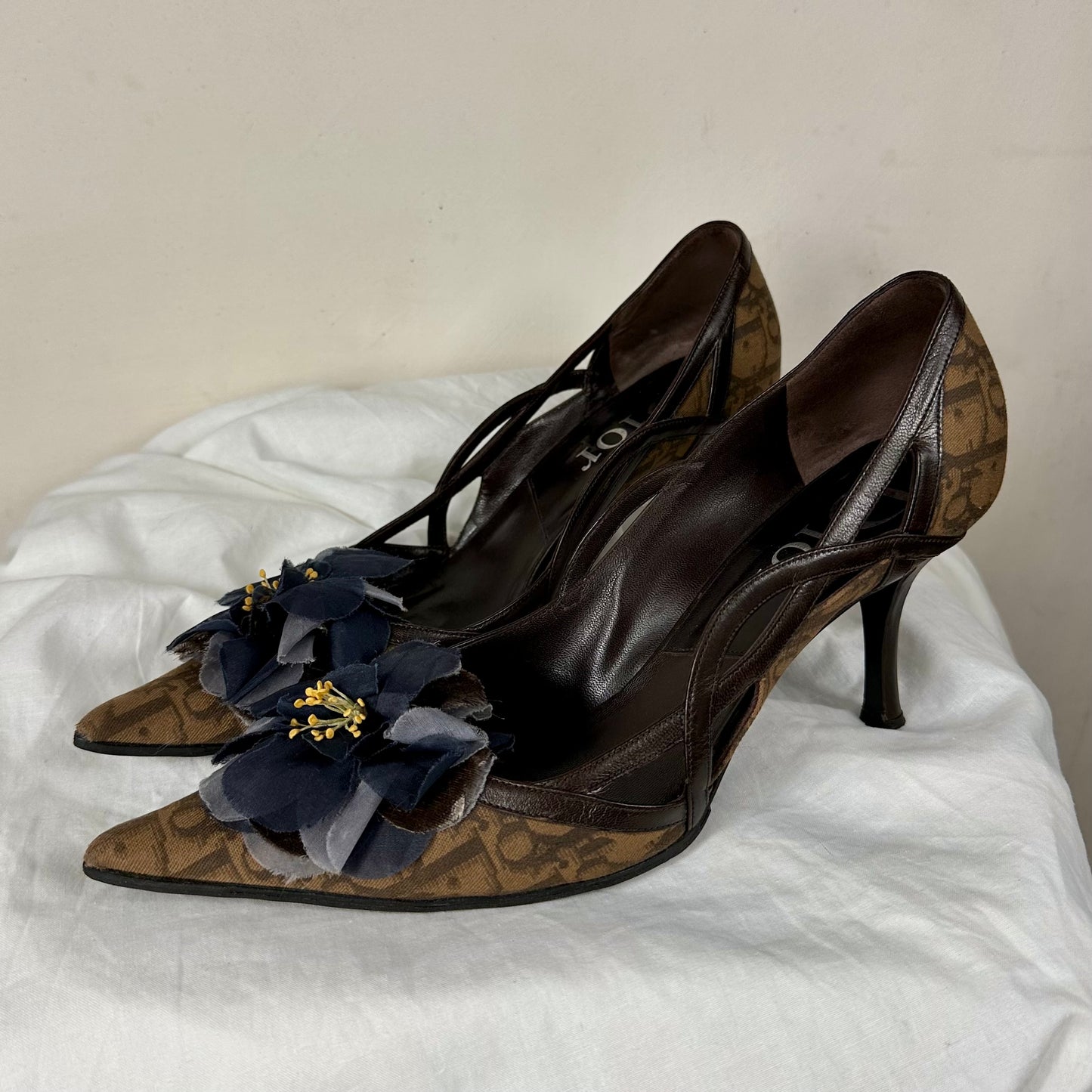 Dior Vintage Flower Monogram Heels 39/39.5