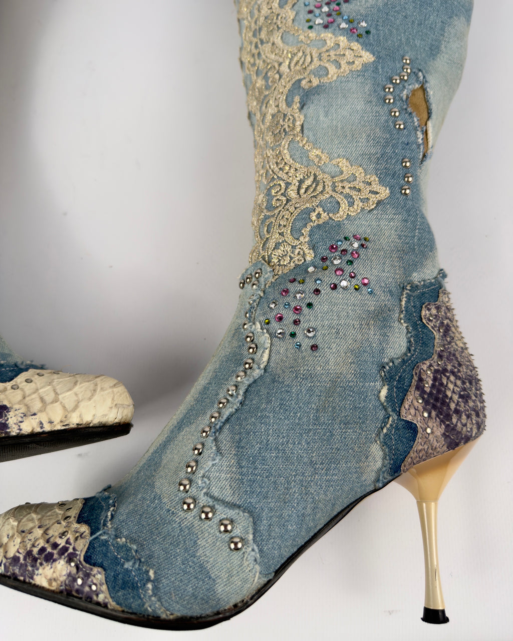 El Dante’s Couture Vintage Denim Boots — 38/39