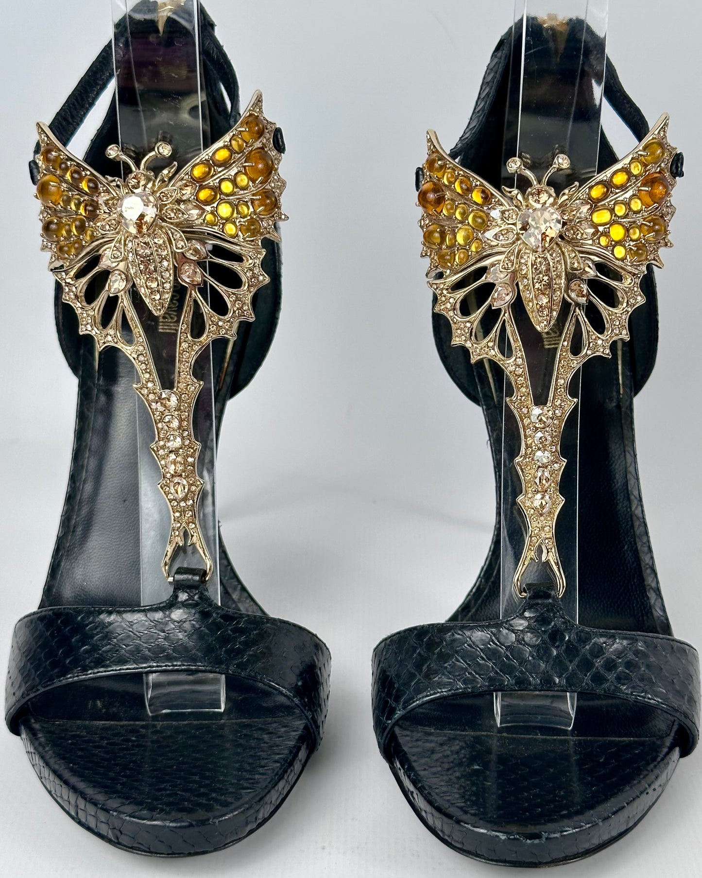 Roberto Cavalli Butterfly Gemstone Heels — 37