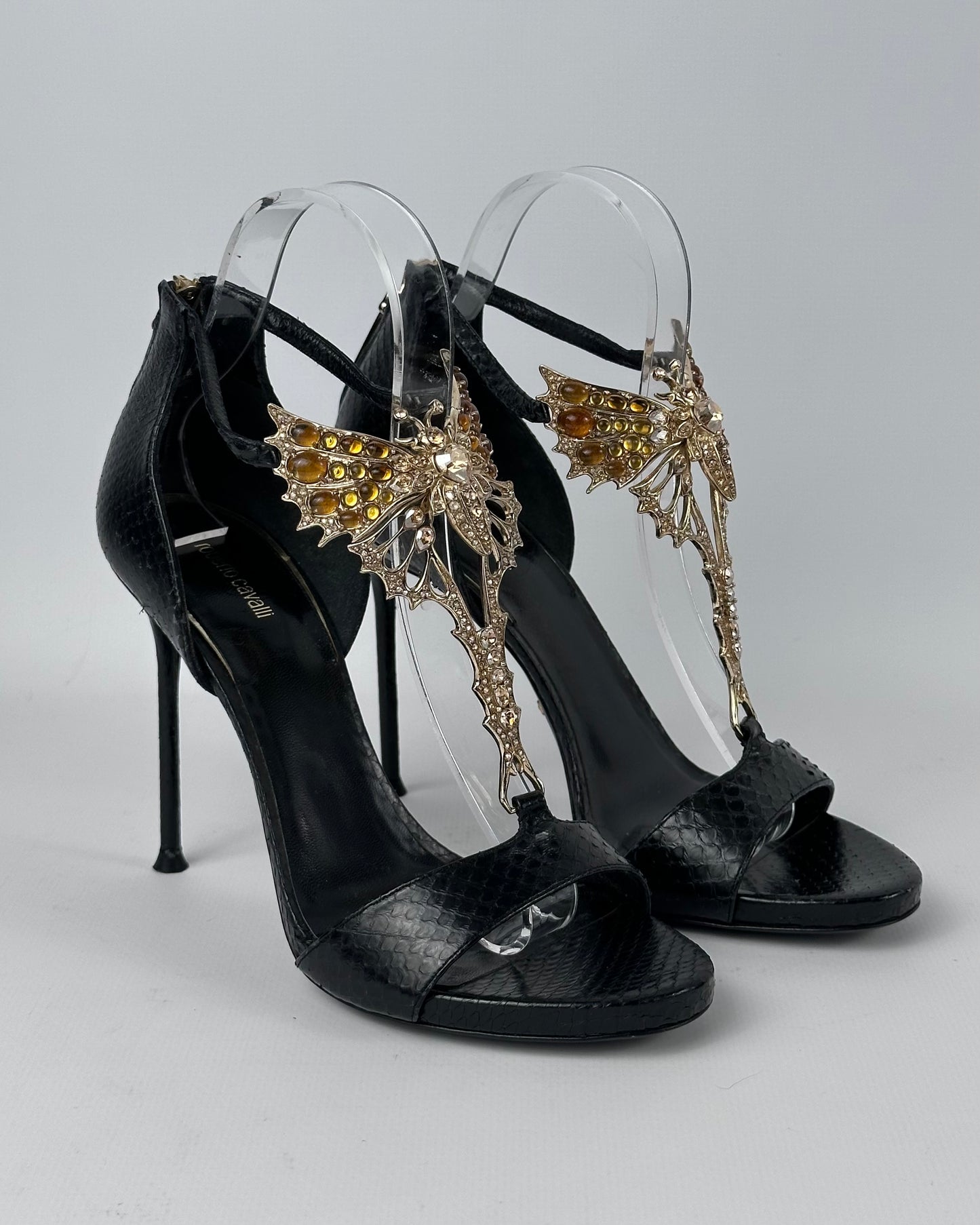 Roberto Cavalli Butterfly Gemstone Heels — 37
