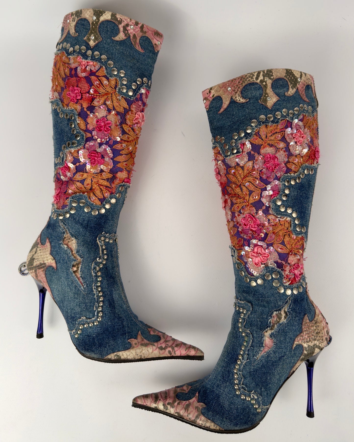 El Dante’s Couture Vintage Denim Boots
