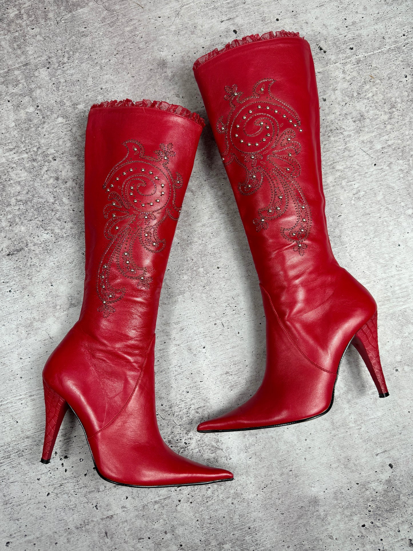 Vintage Italian Ferde Red Leather Boots 36.5/37
