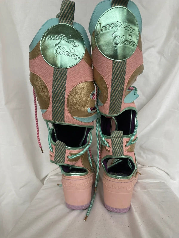 Irregular Choice "Touch Down" platform wedge gladiator boots — 39