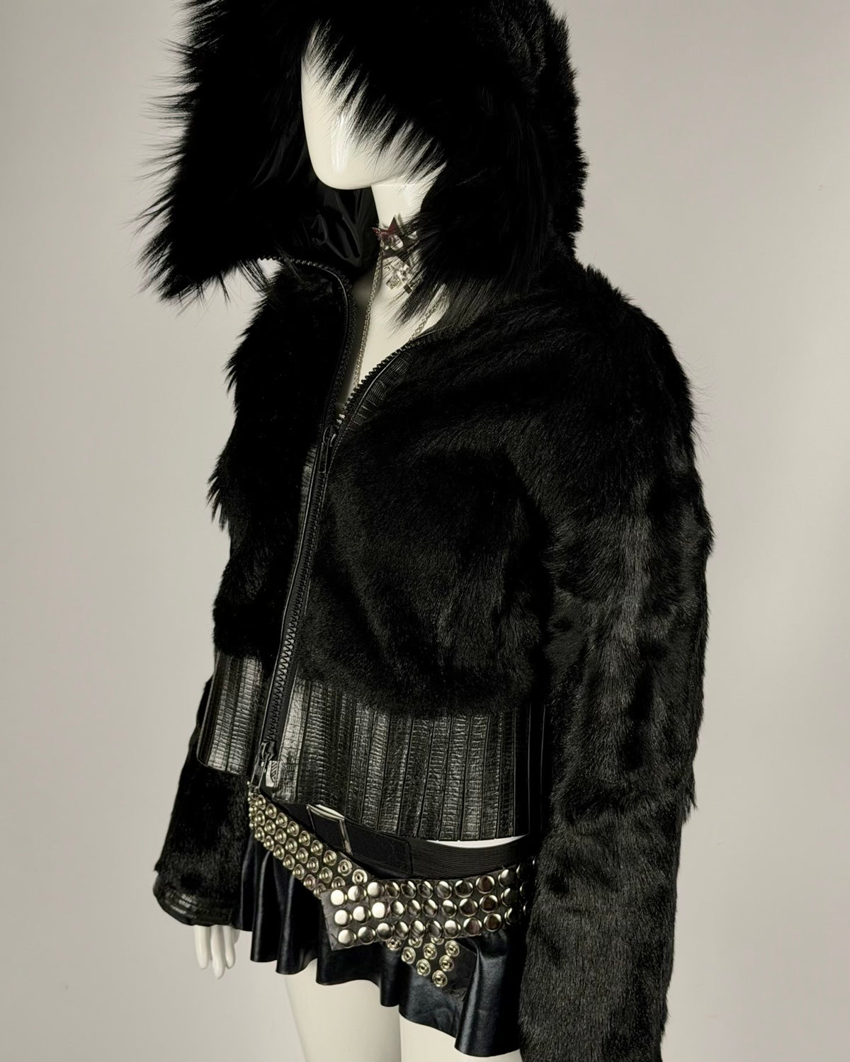 Vintage “Corset” Fur Leather Jacket Reversible — M/L