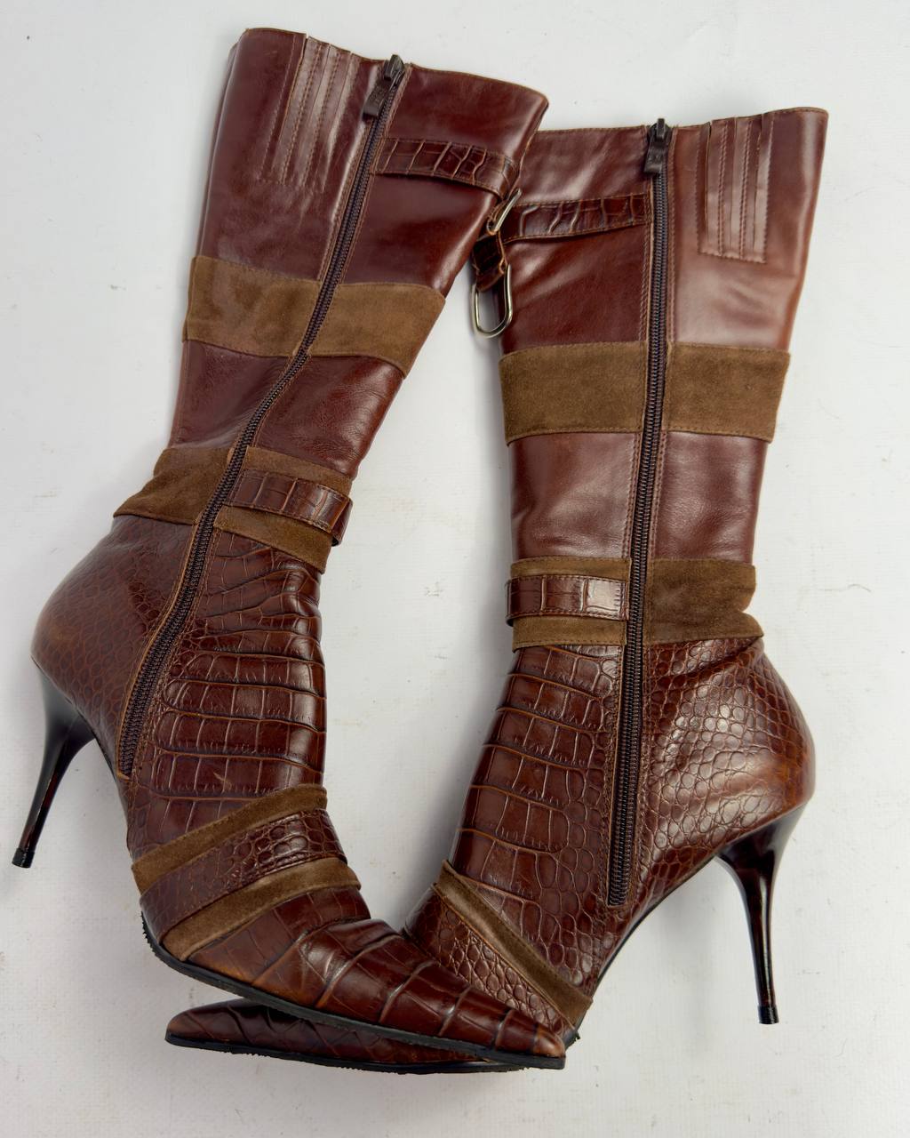 Vintage Italian Leather Cargo Boots — 37