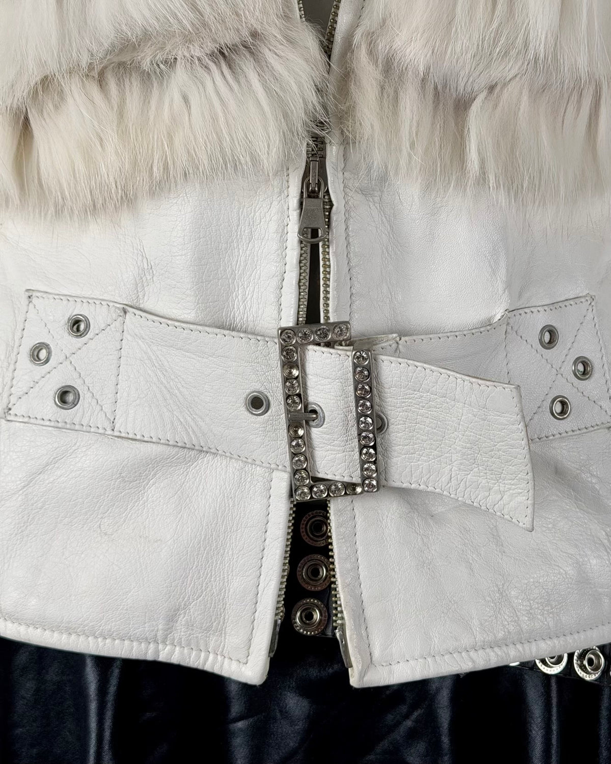 Vintage Fur Leather Jacket — M