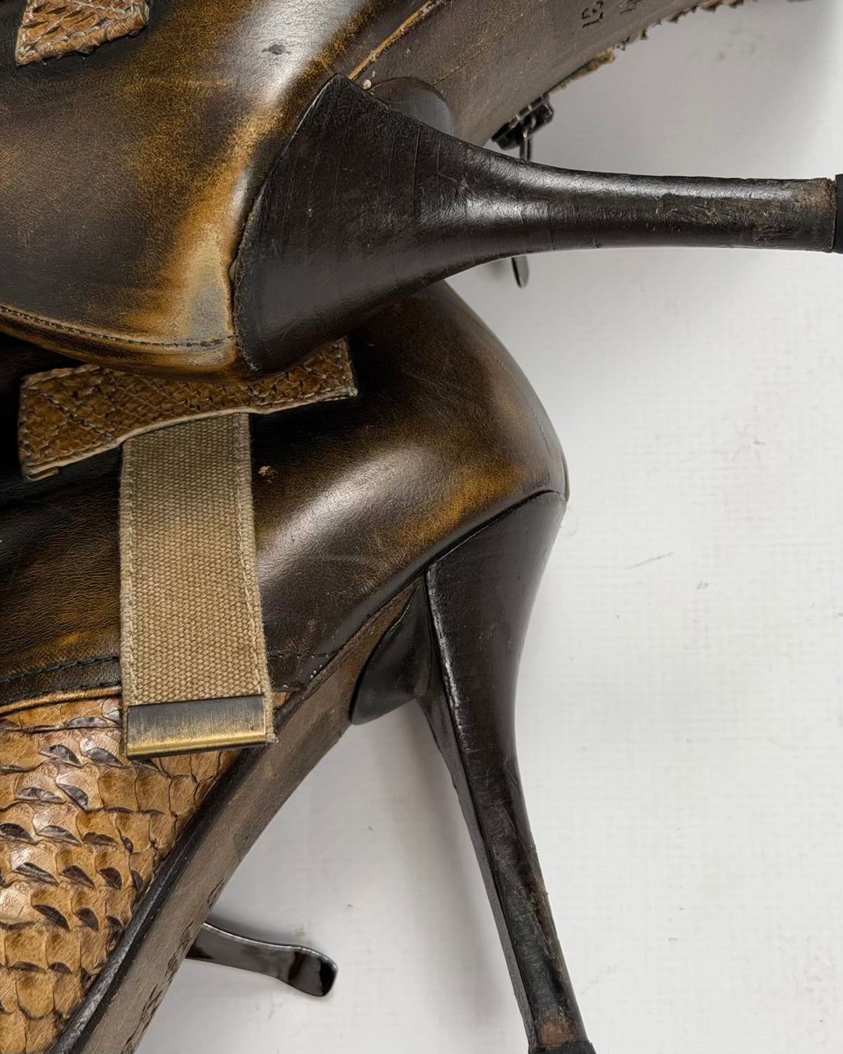 Gianmarco Lorenzi Vintage Cargo Combat Leather Boots — 37