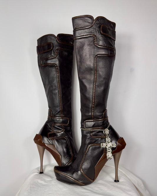 Celine FW 2008 Runway Leather Moto Boots — 37/37.5