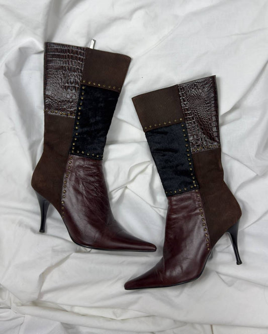 Vintage Italian Patchwork Boots 36.5/37.5