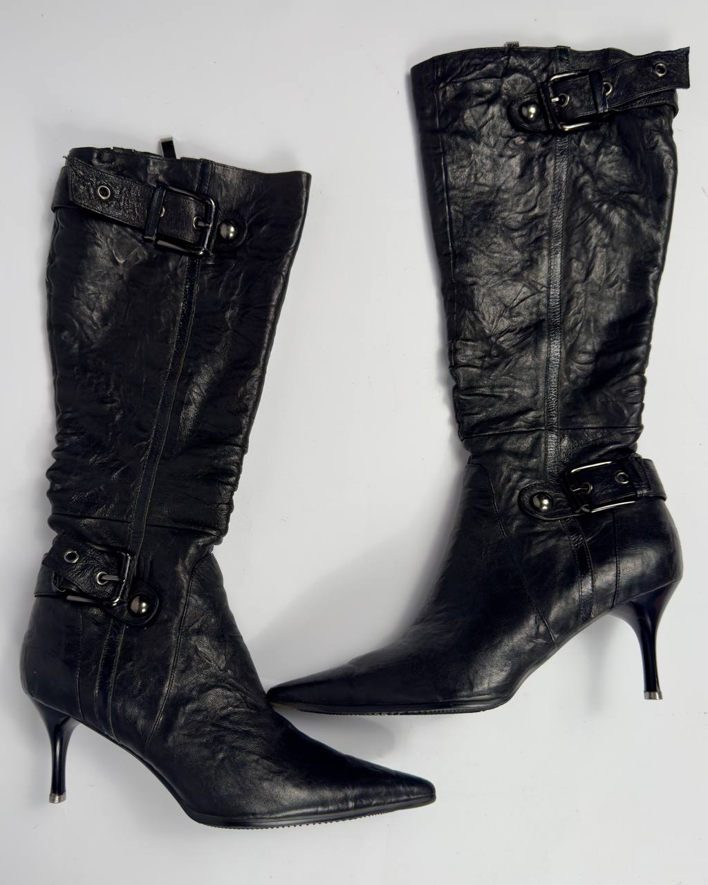 Vintage Buckle Leather Boots — 40/40.5