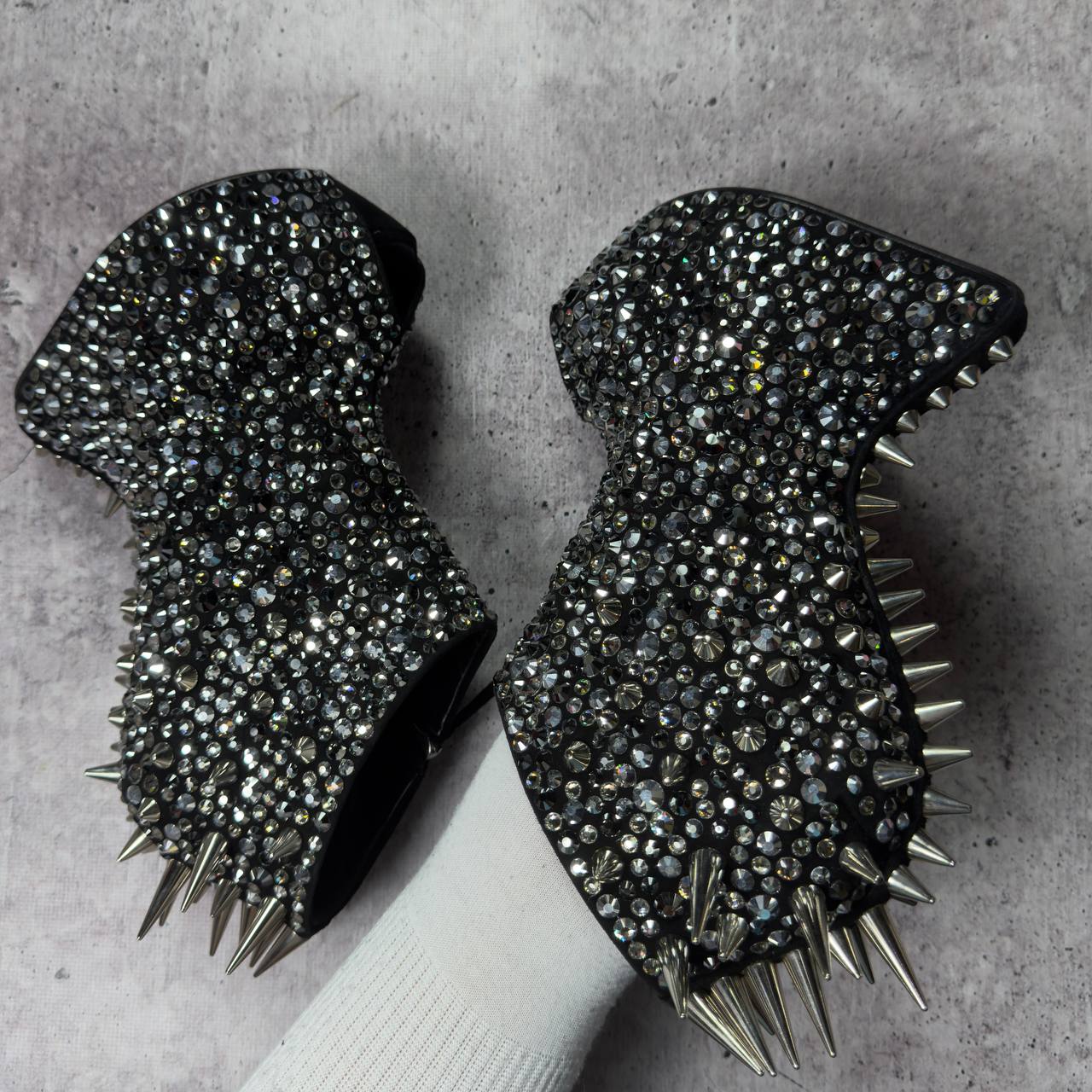 Zanotti Deadstock Rare Swarovski Crystals Spike Wedge Boots 40/40.5
