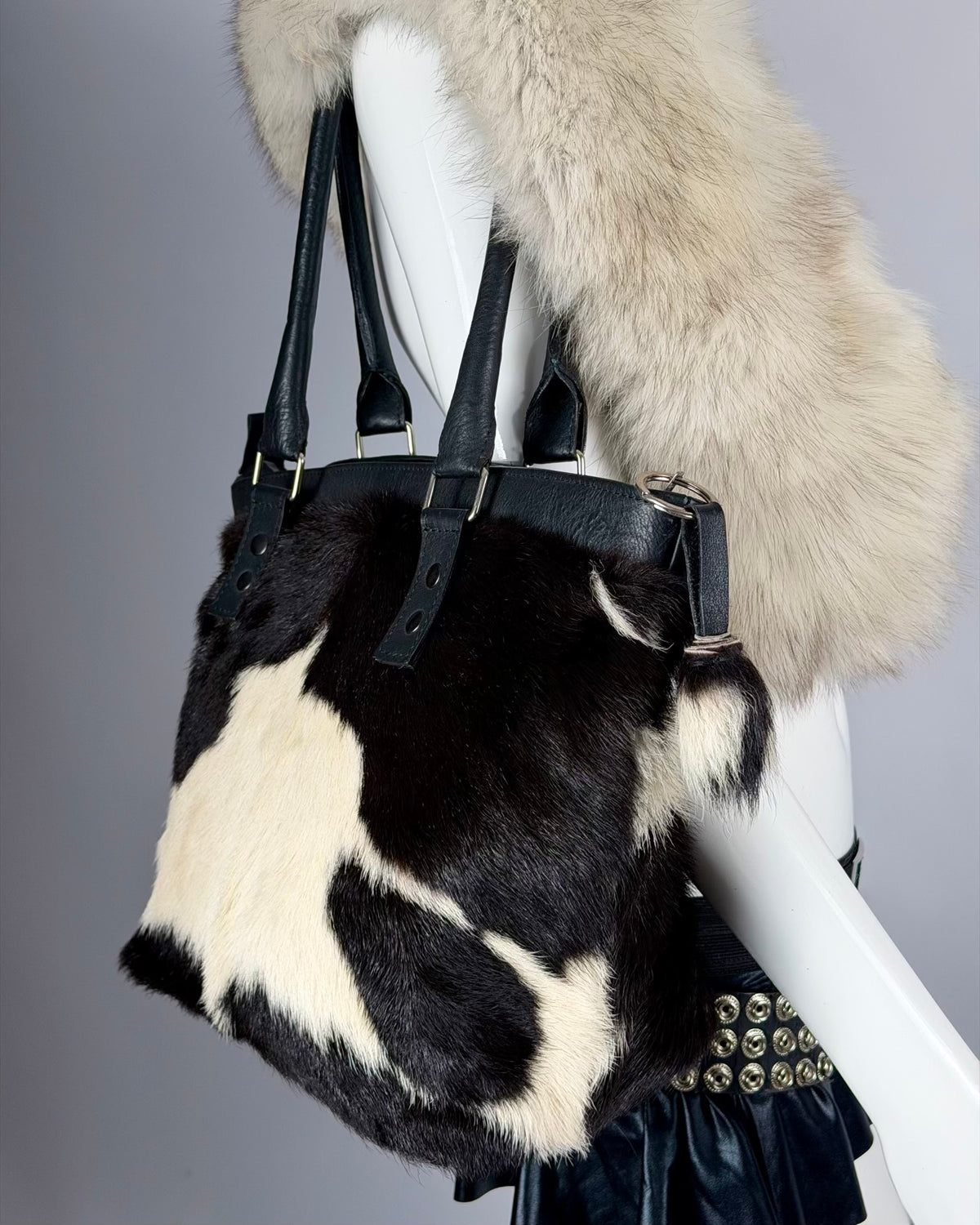 Vintage Cowhide Fur Leather Bag