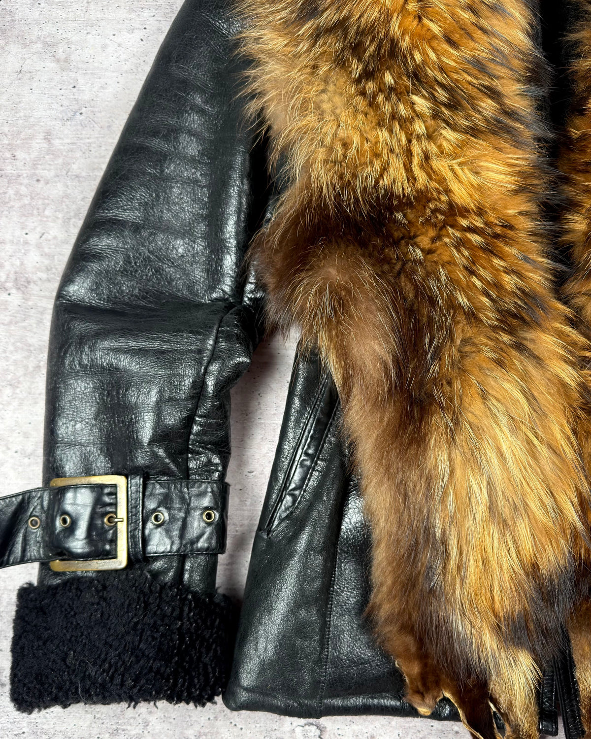 Vintage Fur Shearling Leather Jacket — M/L