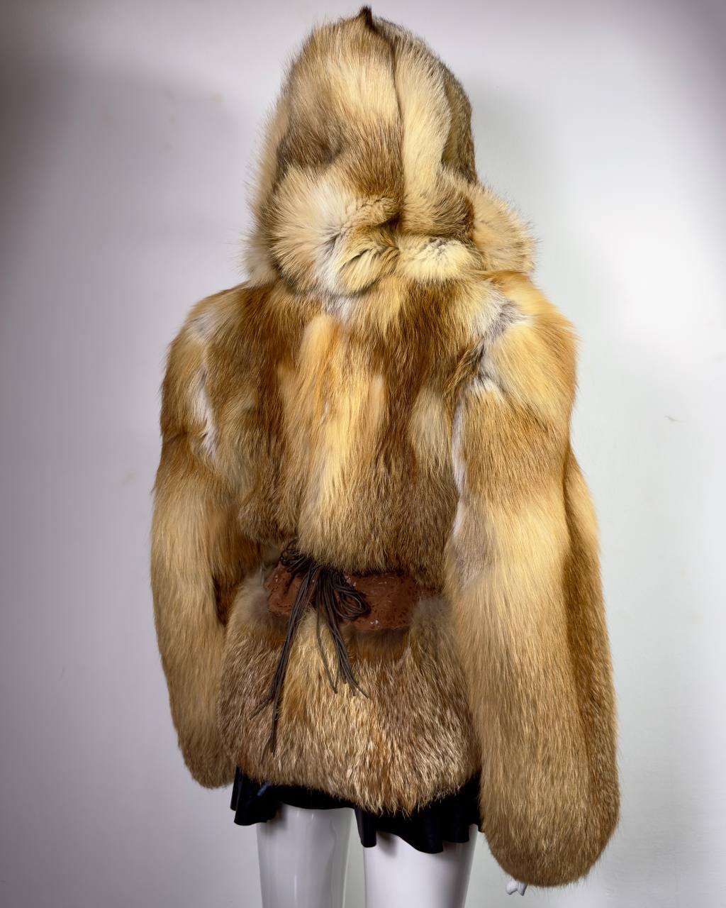 Vintage Fox Fur Hooded Jacket S/L