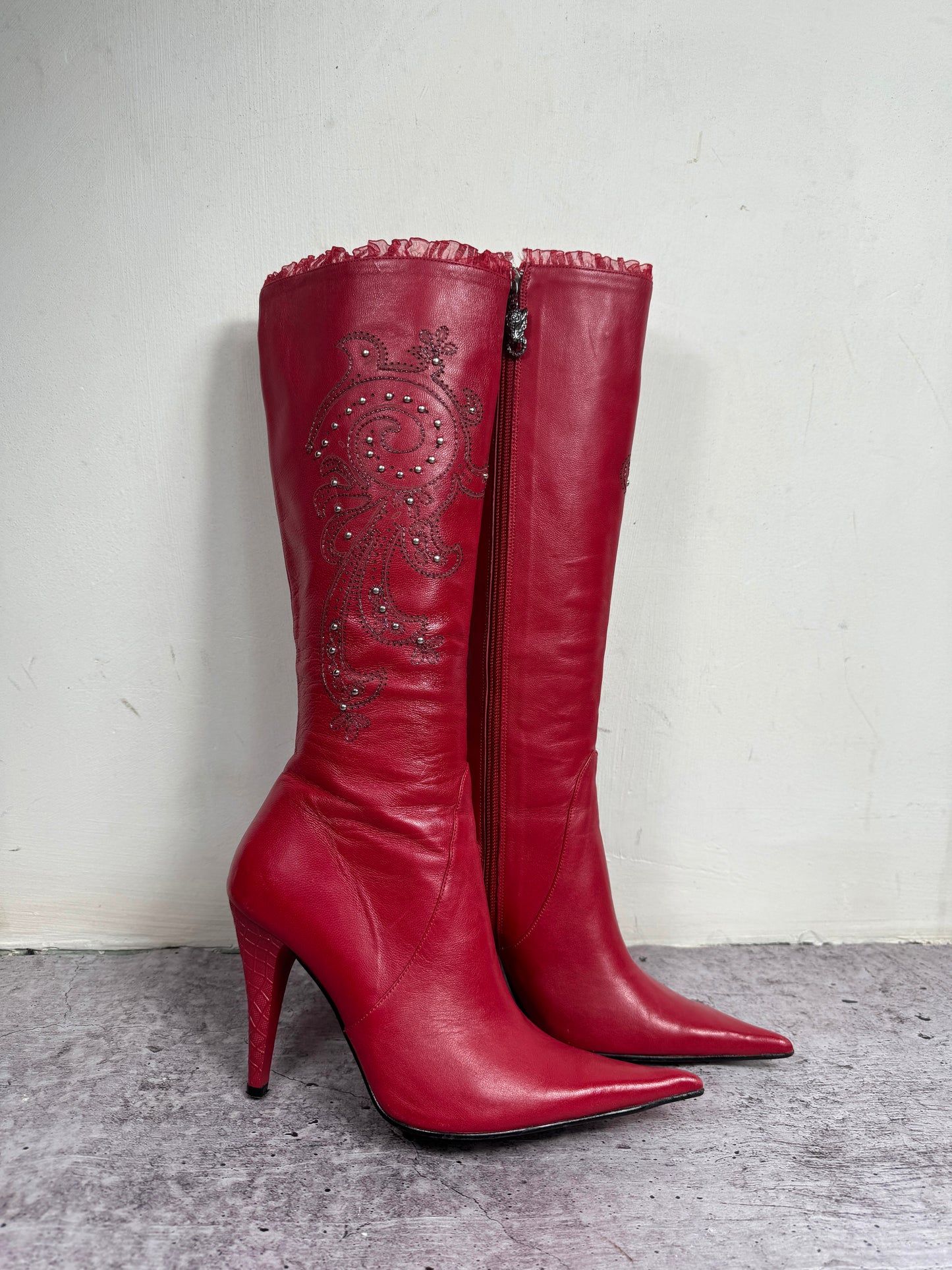 Vintage Italian Ferde Red Leather Boots 36.5/37