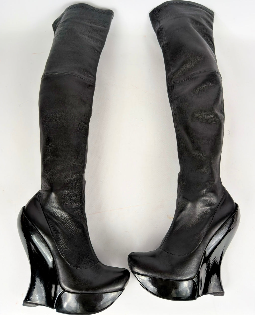 Celine FW 2008 Over the Knee Leather Wedge Boots — 36