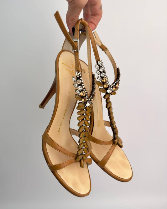 Giuseppe Zanotti Vintage Gem Flower Heels — 39