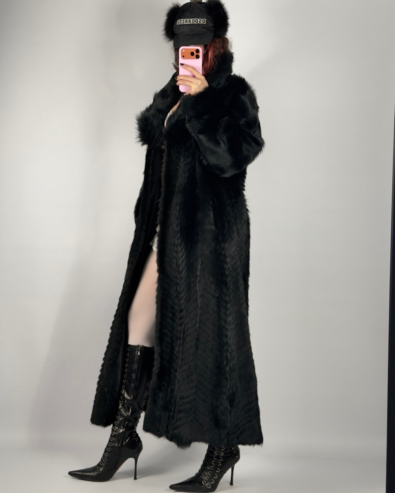 Vintage Long Black Fur Coat — S/L