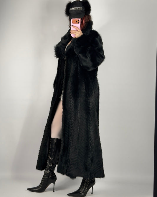 Vintage Long Black Fur Coat — S/L