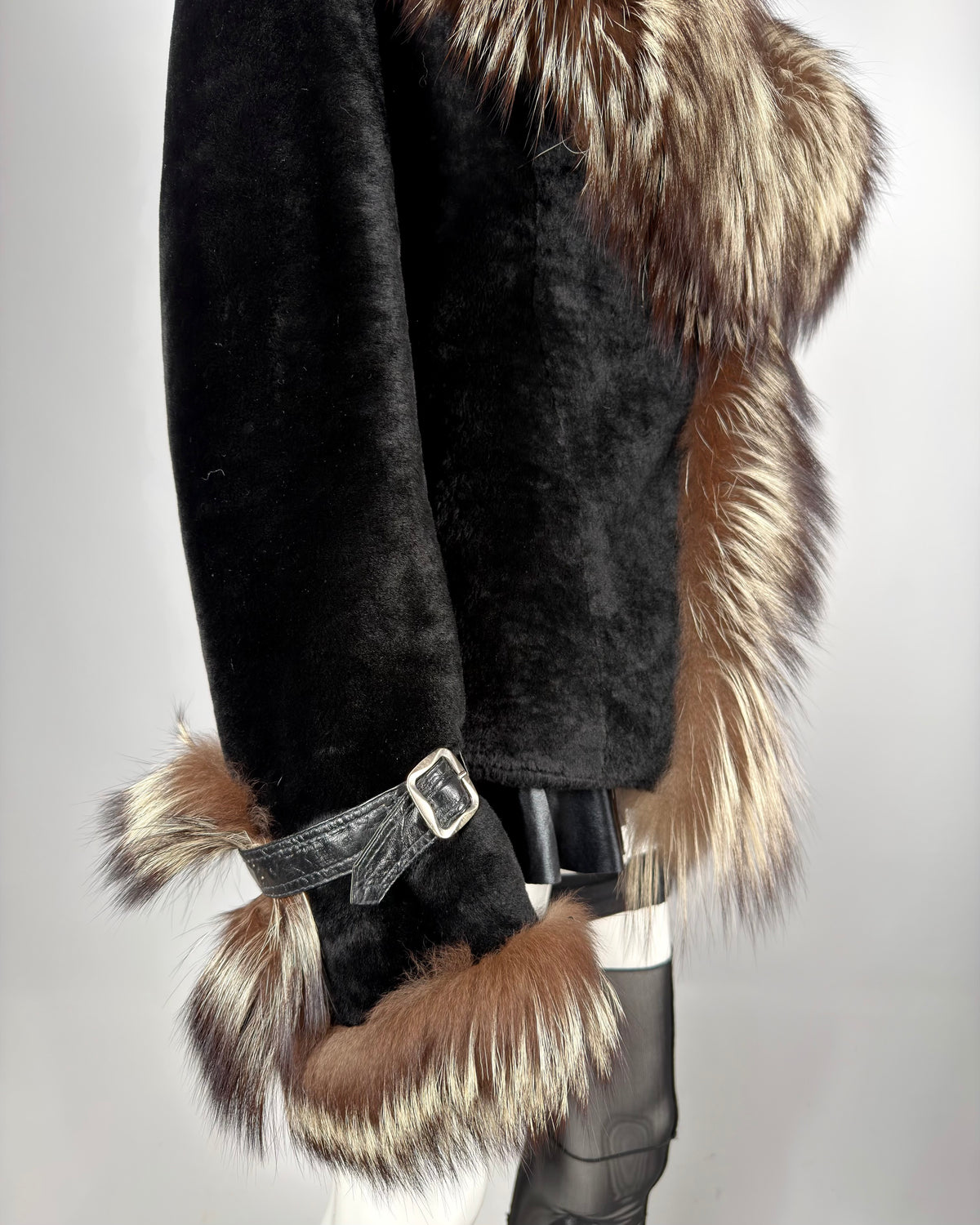 Vintage Fur Leather Jacket — M/L