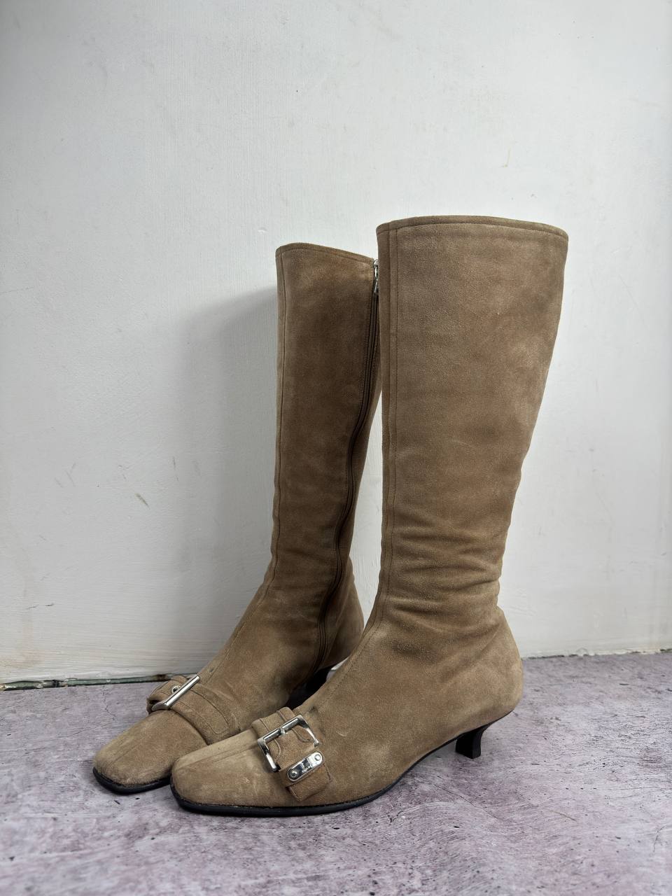 Prada Vintage Suede Boots Kitten Heels 37/38