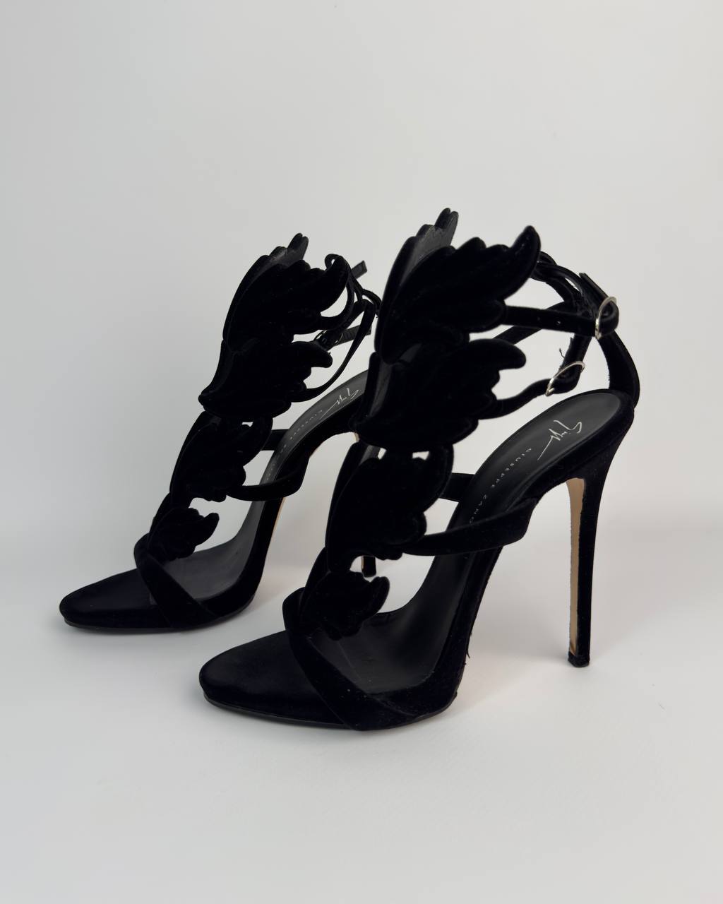 Giuseppe Zanotti Cruel Summer Black Velvet Heels — 38