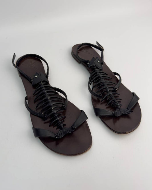 Giuseppe Zanotti Fishbone Flat Sandals — 39/39.5