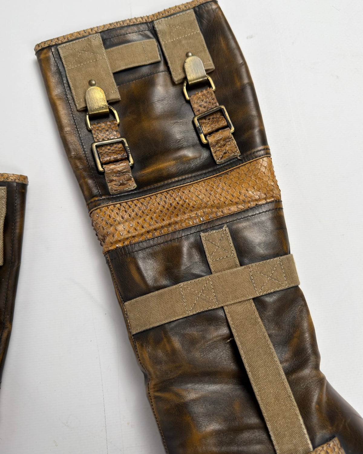 Gianmarco Lorenzi Vintage Cargo Combat Leather Boots — 37