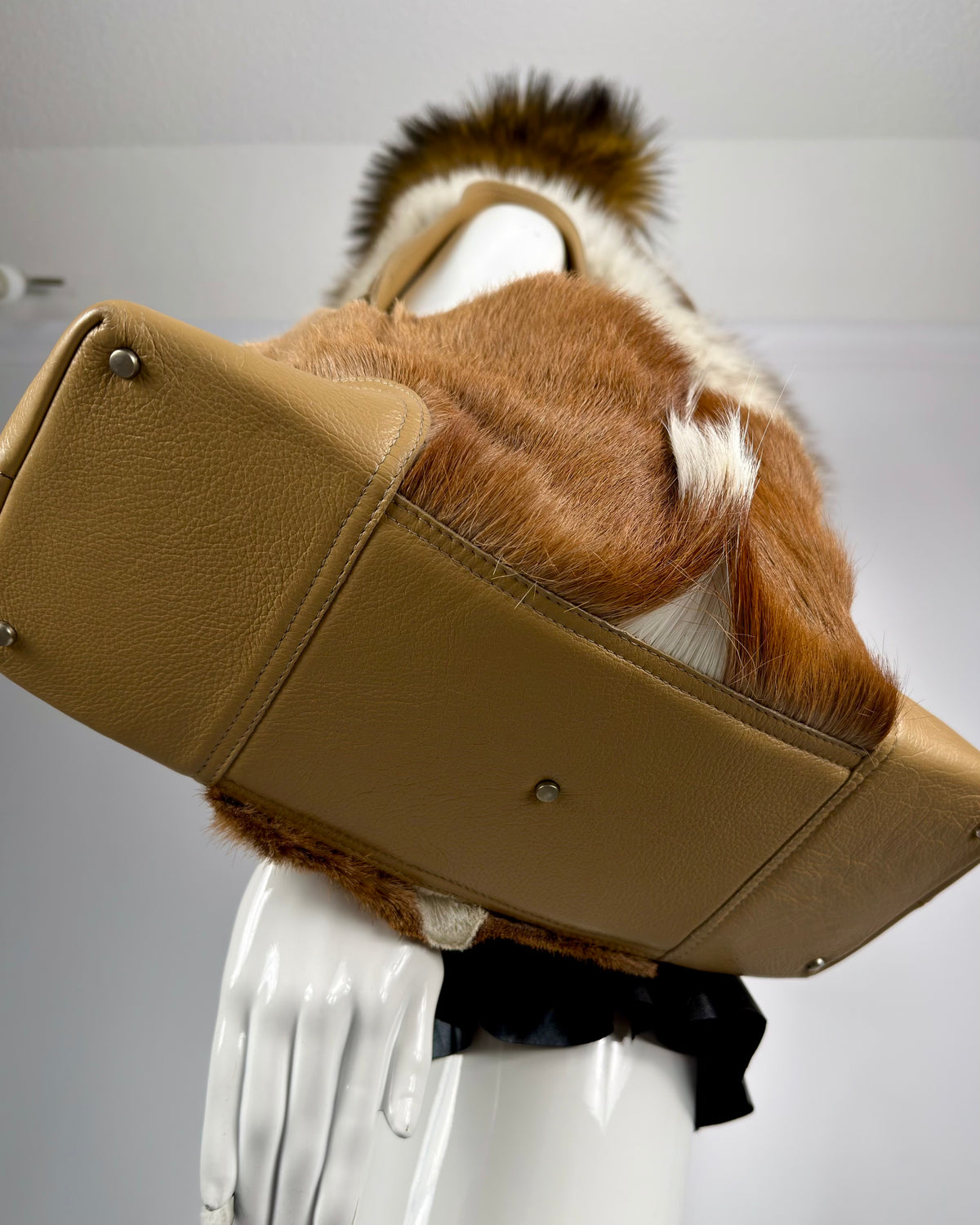 Vintage Cowhide Mohawk Fur Leather Bag