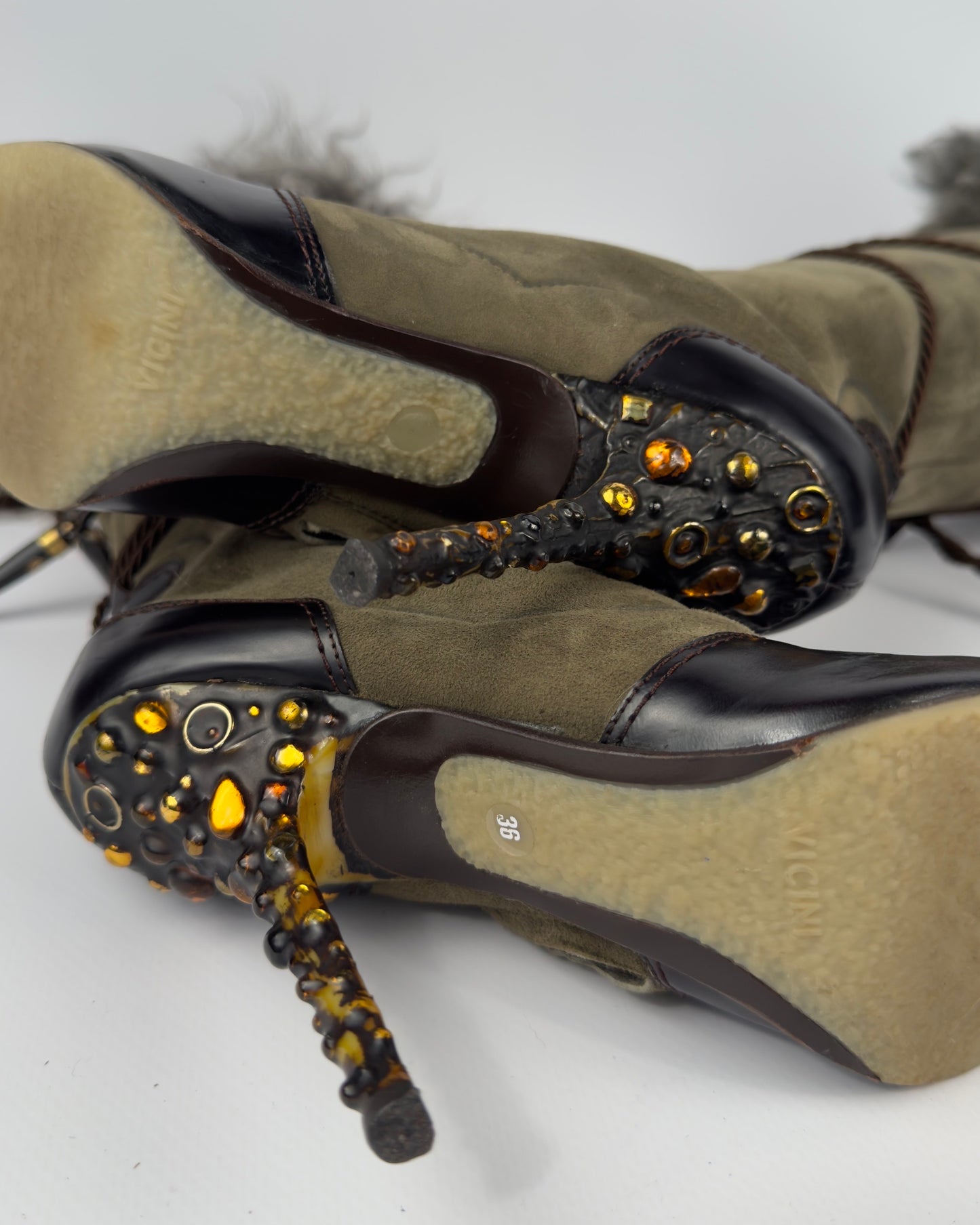 Vicini Italian Vintage Fur Boots — 36