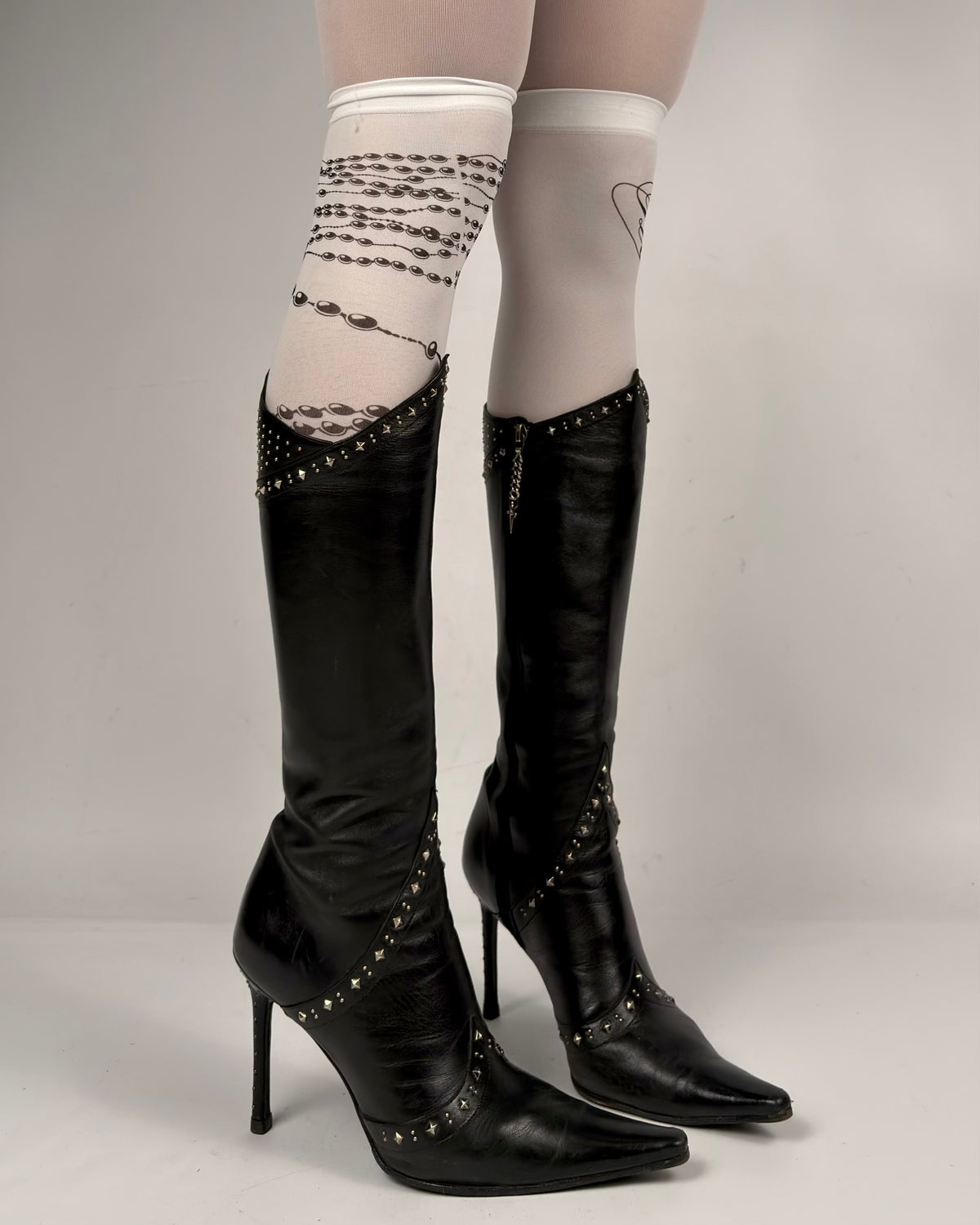 Cesare Paciotti Vintage Leather Studded Boots — 39