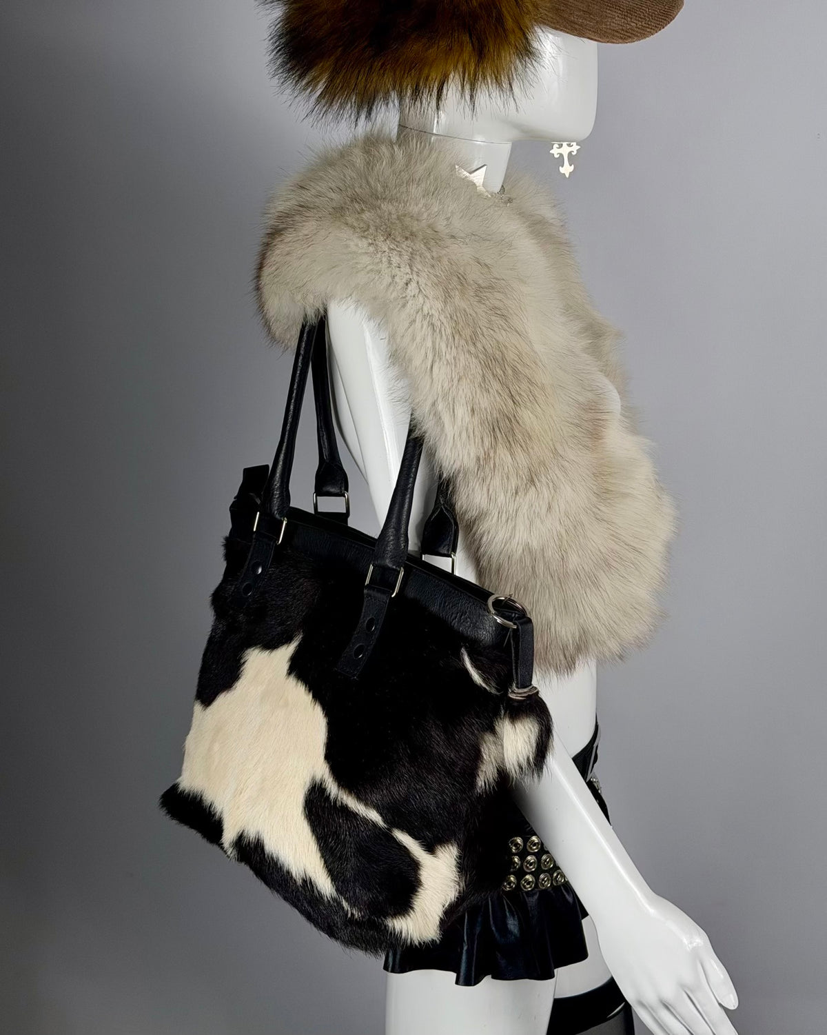 Vintage Cowhide Fur Leather Bag