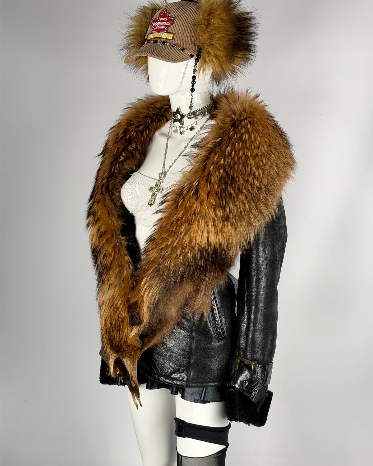 Vintage Fur Leather Jacket — M/L