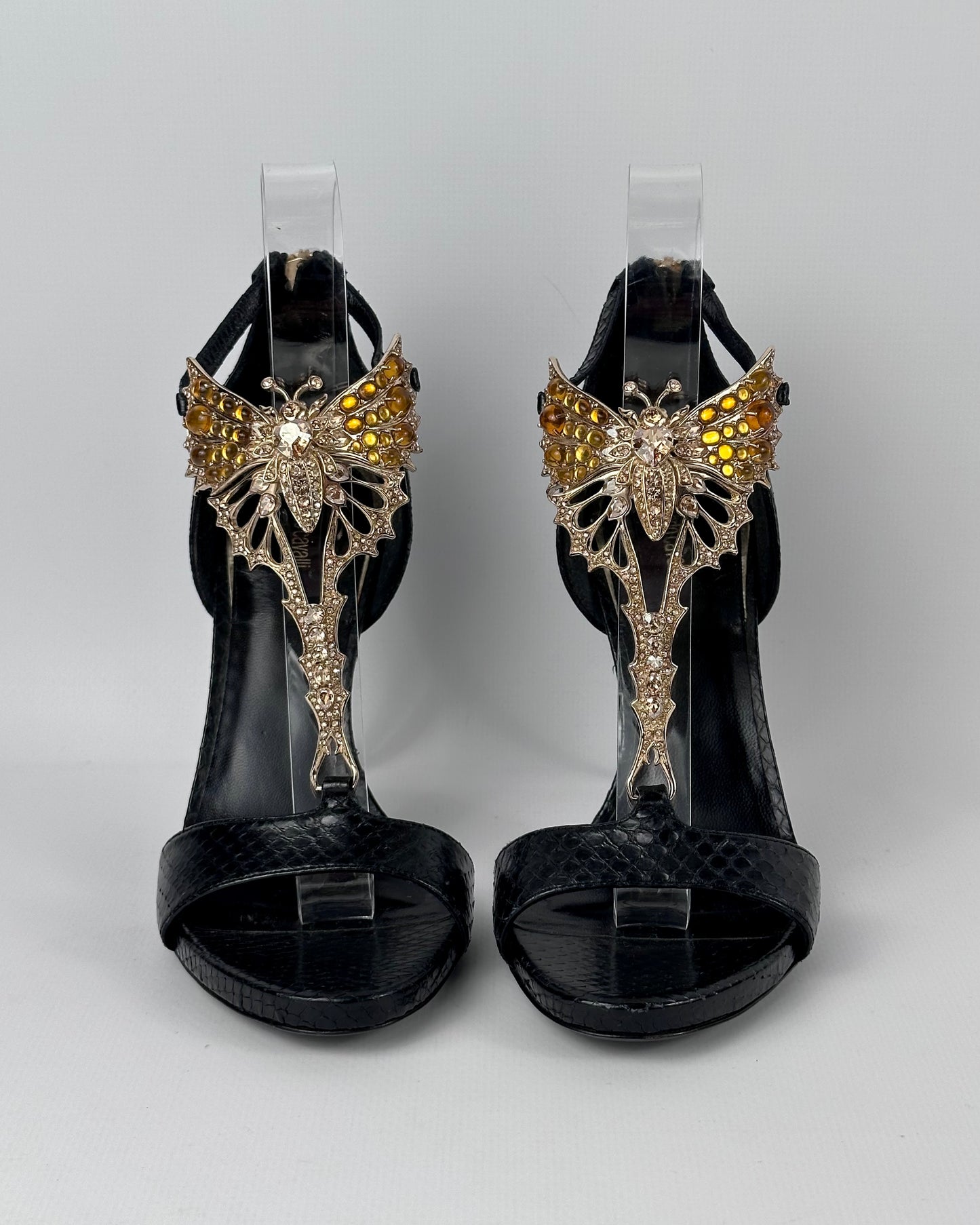 Roberto Cavalli Butterfly Gemstone Heels — 37