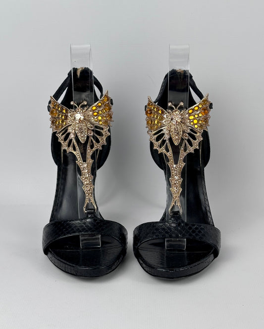Roberto Cavalli Butterfly Gemstone Heels — 37