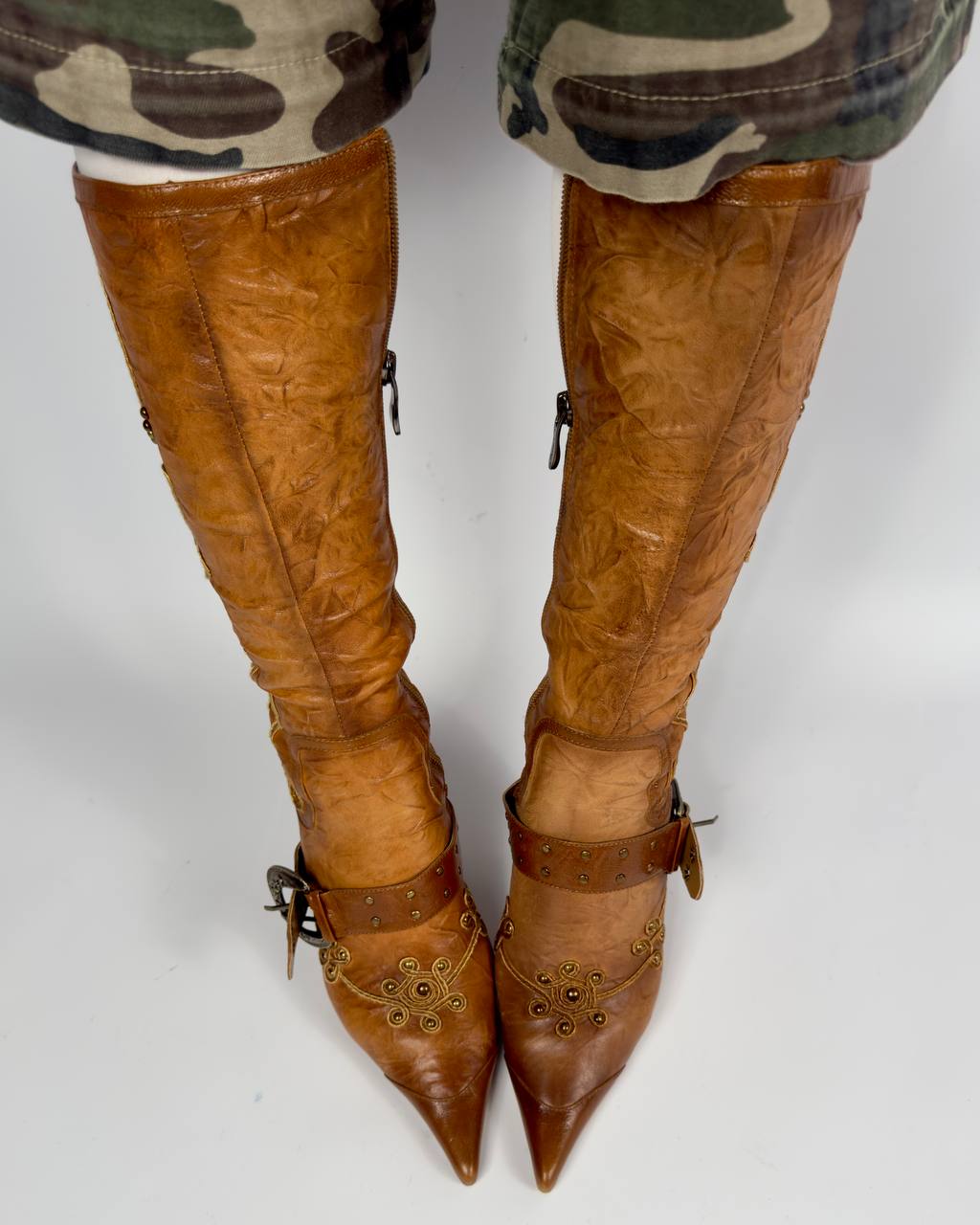 Vintage Italian Leather Buckle Boots — 36/36.5