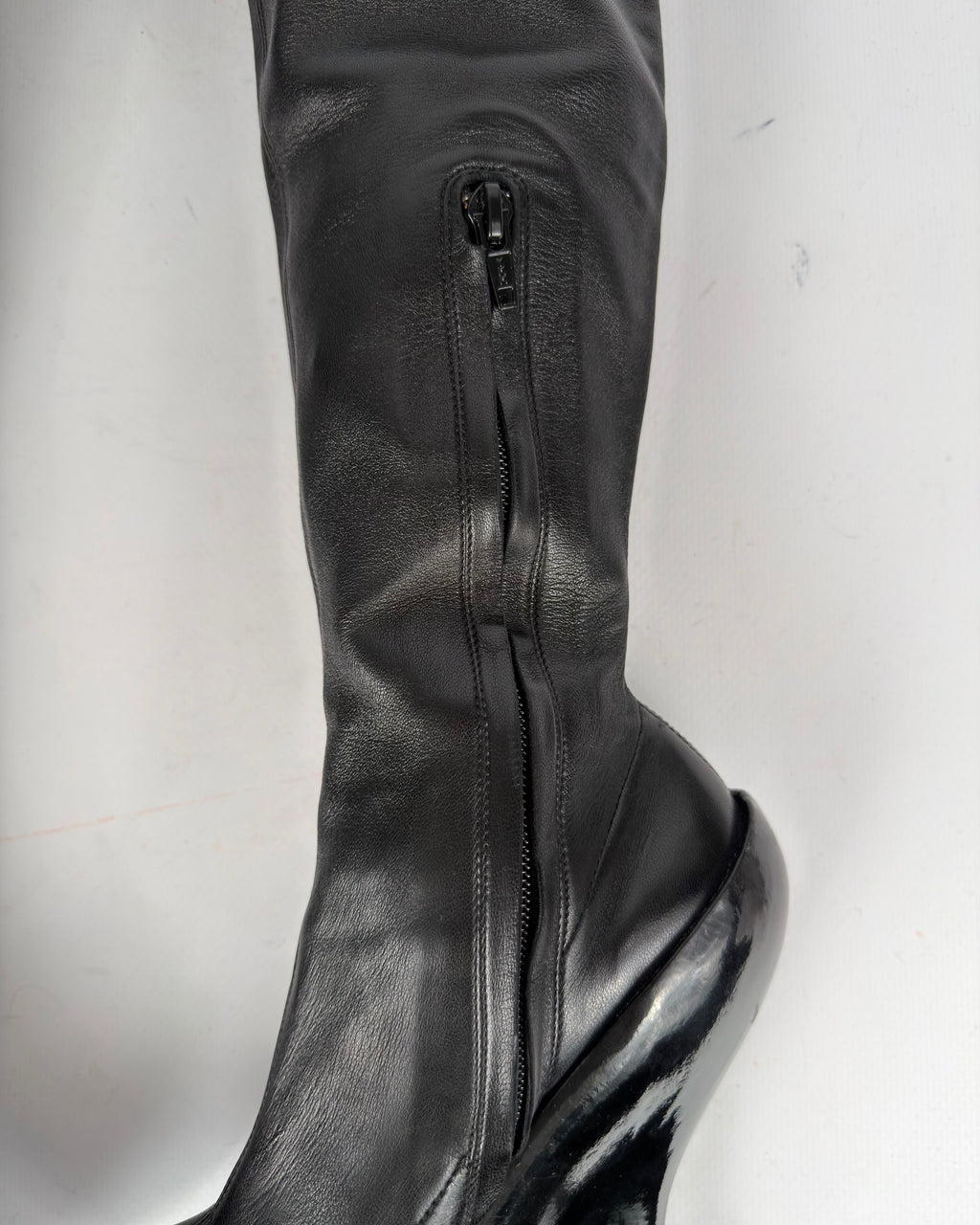 Celine FW 2008 Over the Knee Leather Wedge Boots — 36
