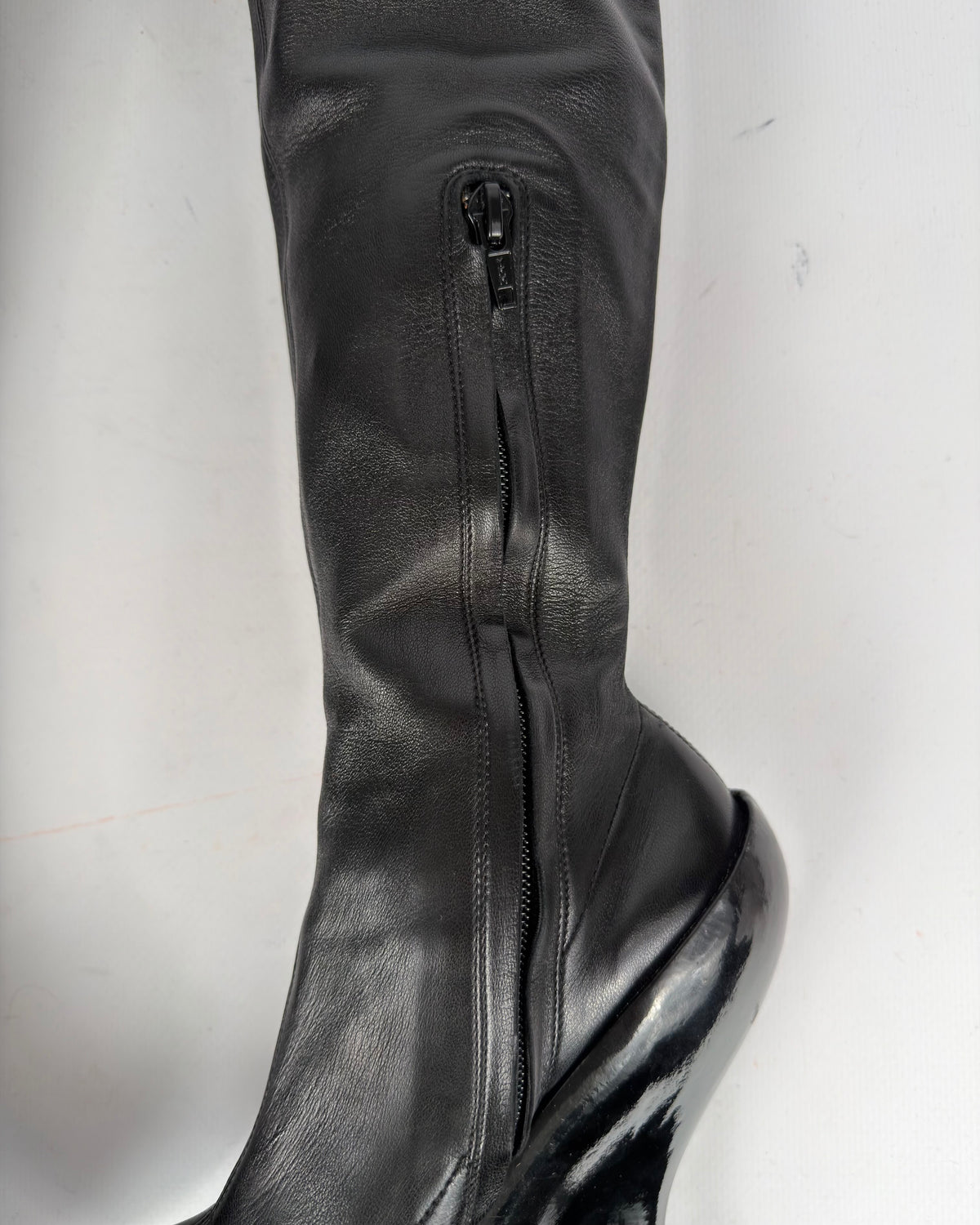 Celine FW 2008 Over the Knee Leather Wedge Boots — 36