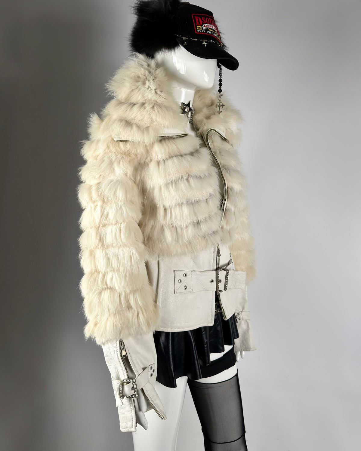 Vintage Fur Leather Jacket — M
