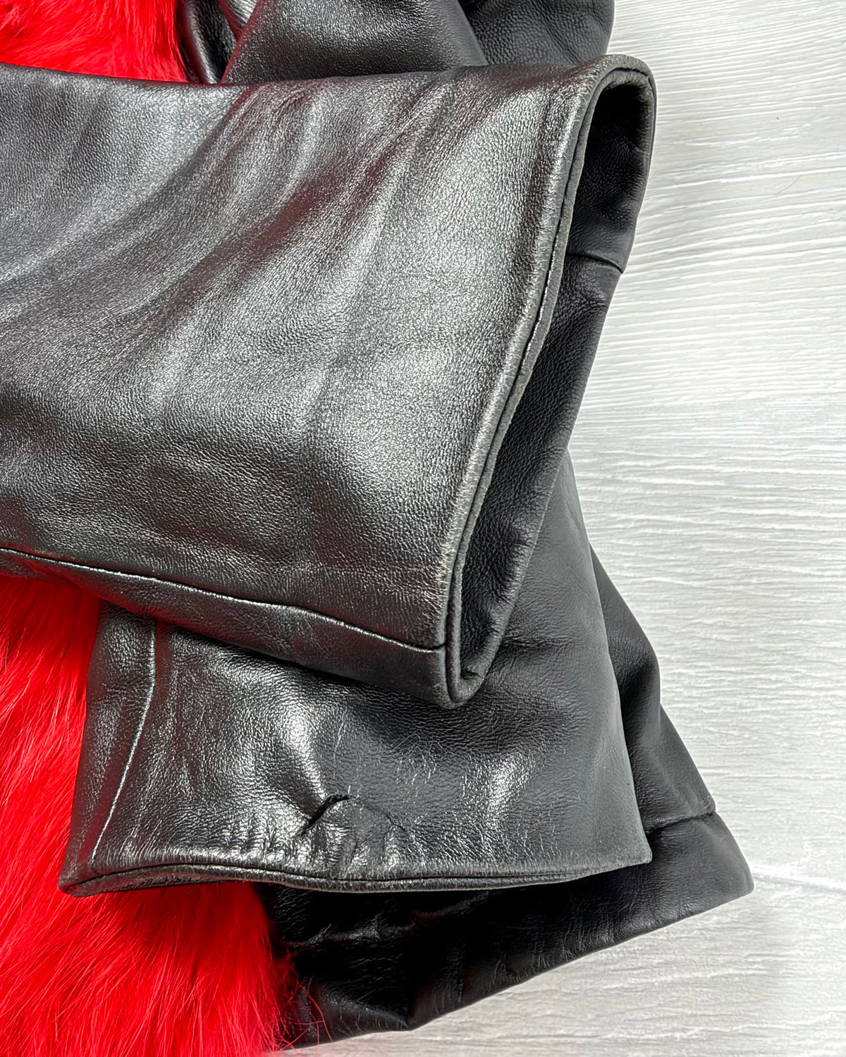 Vintage Fur Leather Jacket — M/L