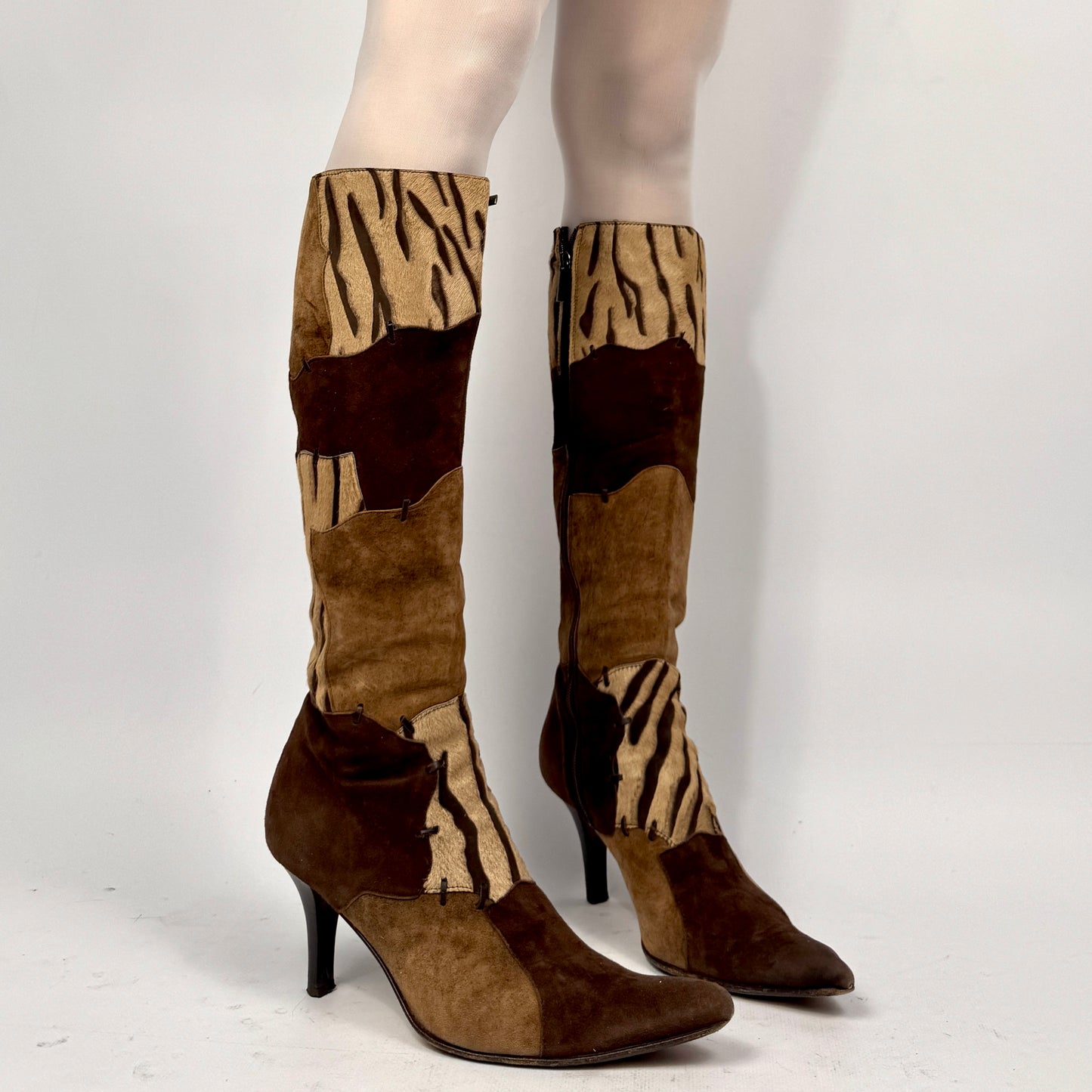 Vintage Italian Leather Pony Fur Patchwork Boots — 39