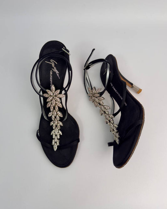 Giuseppe Zanotti Vintage Gem Flower Heels — 38.5