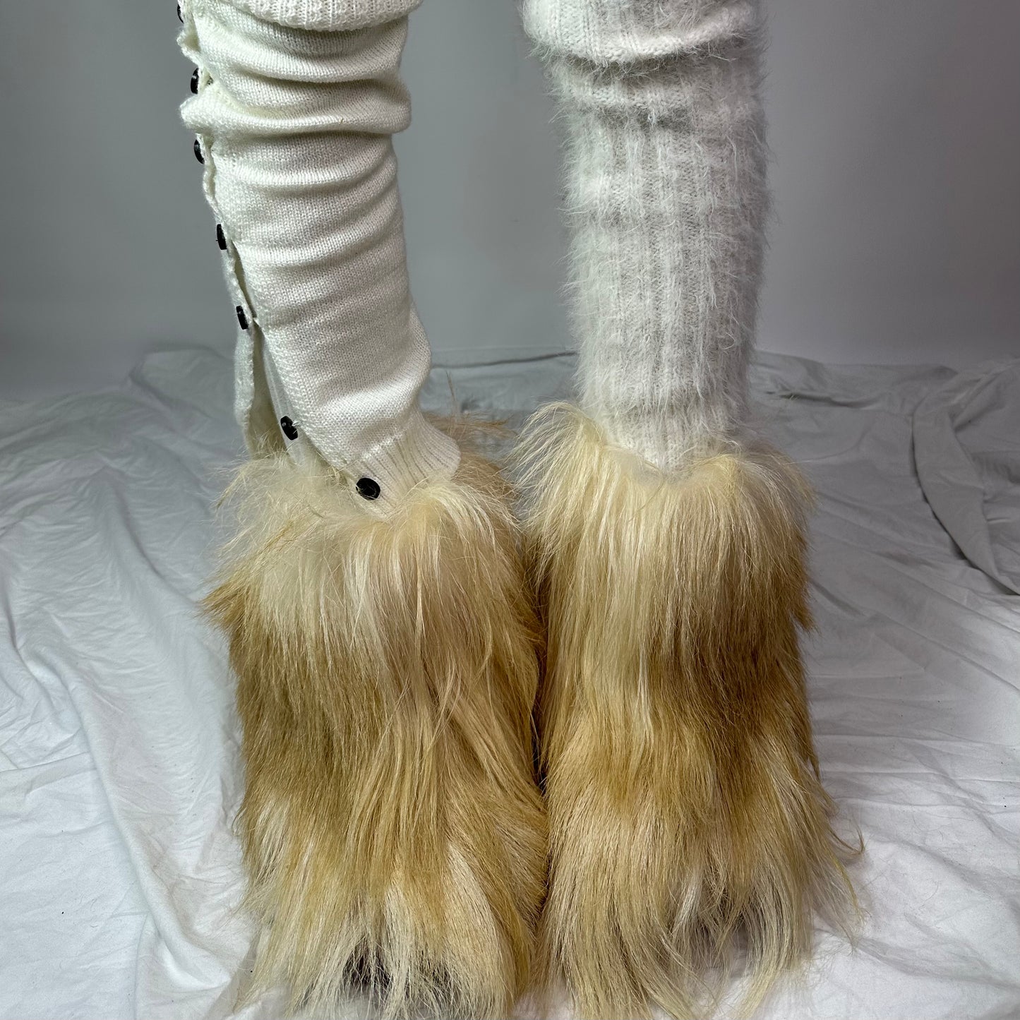Blonde Vintage Long Hair Fur Boots 38/39