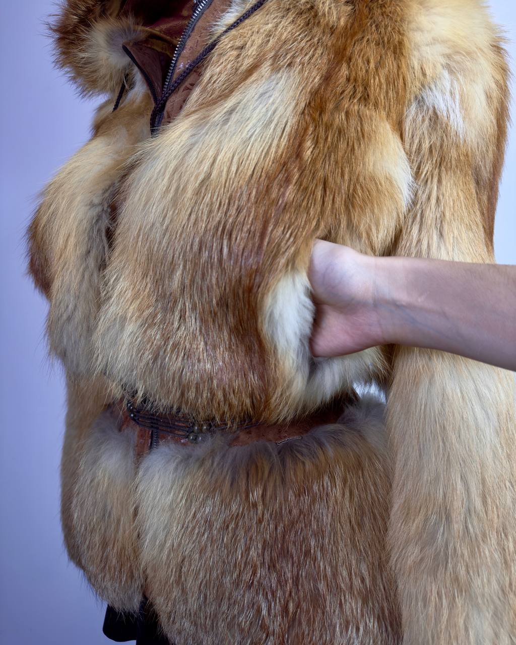 Vintage Fox Fur Hooded Jacket S/L
